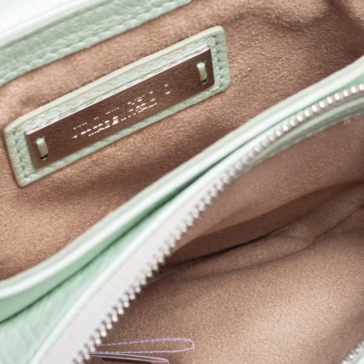 Pre Owned Jimmy Choo Metallic Mint Green Leather Shadow Chain Bag