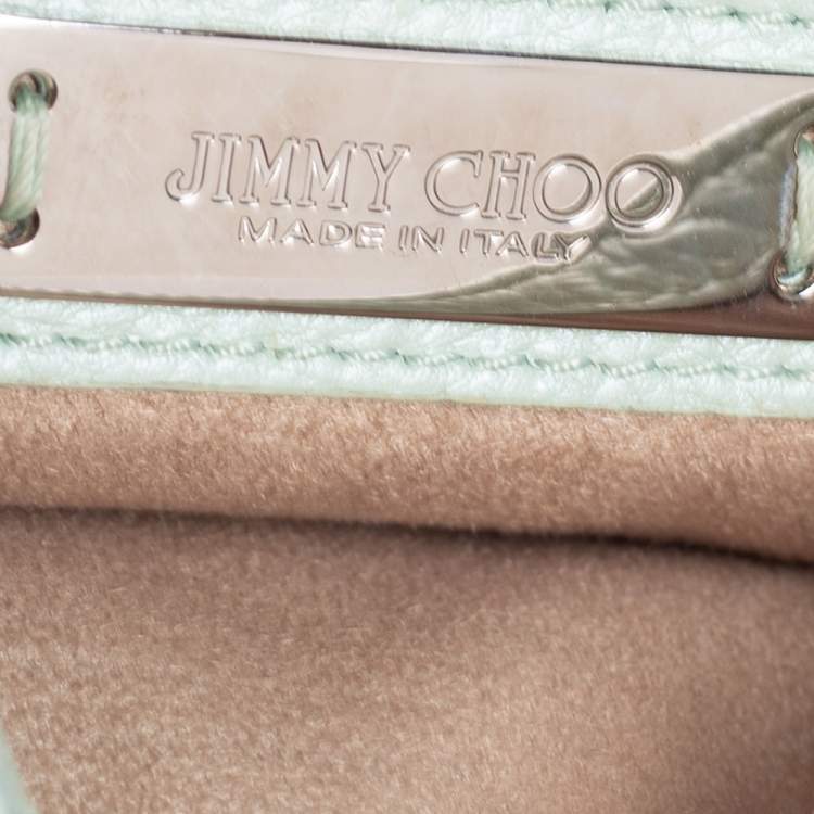 Pre Owned Jimmy Choo Metallic Mint Green Leather Shadow Chain Bag
