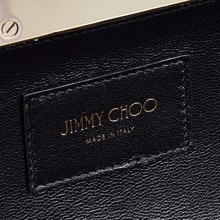 Pre Owned Jimmy Choo Gold/Black Coarse Glitter Ellipse Chain Clutch 