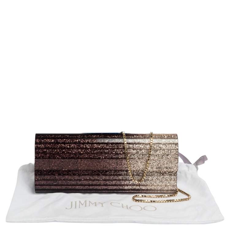 Pre Owned Jimmy Choo Brown Ombre Glitter Acrylic Sweetie Chain Clutch
