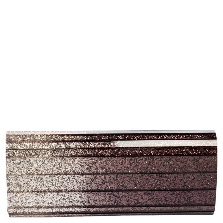 Pre Owned Jimmy Choo Brown Ombre Glitter Acrylic Sweetie Chain Clutch