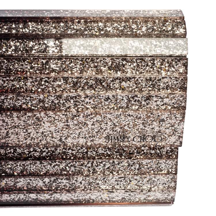 Pre Owned Jimmy Choo Brown Ombre Glitter Acrylic Sweetie Chain Clutch