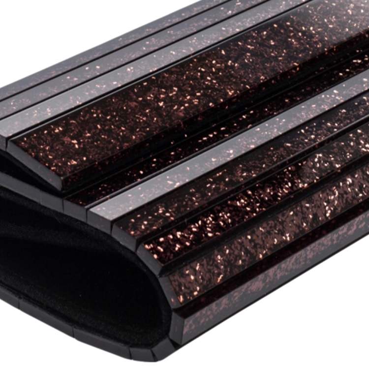 Pre Owned Jimmy Choo Brown Ombre Glitter Acrylic Sweetie Chain Clutch