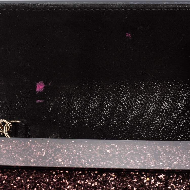 Pre Owned Jimmy Choo Brown Ombre Glitter Acrylic Sweetie Chain Clutch