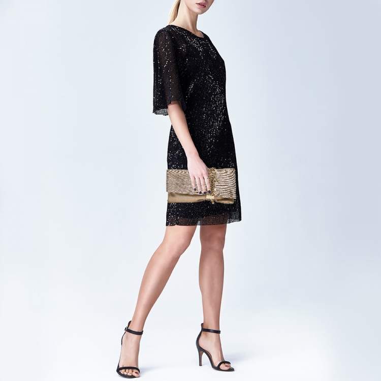 Pre Owned Jimmy Choo Metallic Beige/Silver Lurex Fabric and Suede Chandra Embellished Clutch