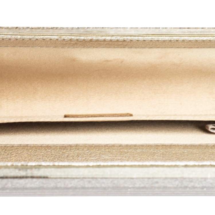 Pre Owned Jimmy Choo Gold Champagne Glitter Acrylic Sweetie Chain Clutch