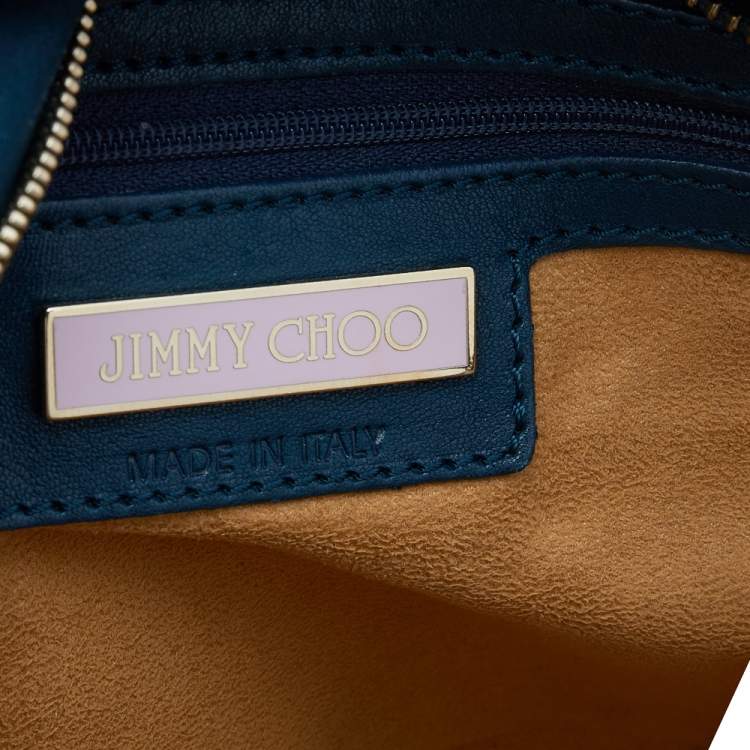 مملوكة مسبقًا Jimmy Choo Blue Leather Brix Chain Clutch