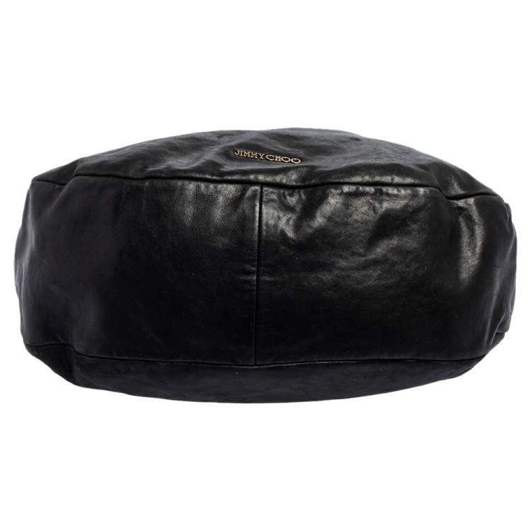 Pre Owned Jimmy Choo Black Leather and Snakeskin Trim Sky Hobo