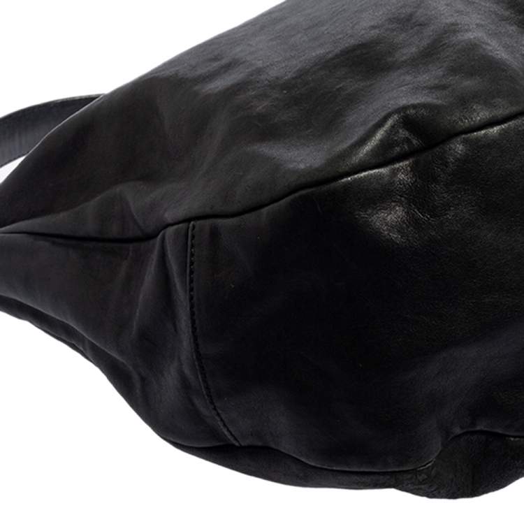 Pre Owned Jimmy Choo Black Leather and Snakeskin Trim Sky Hobo