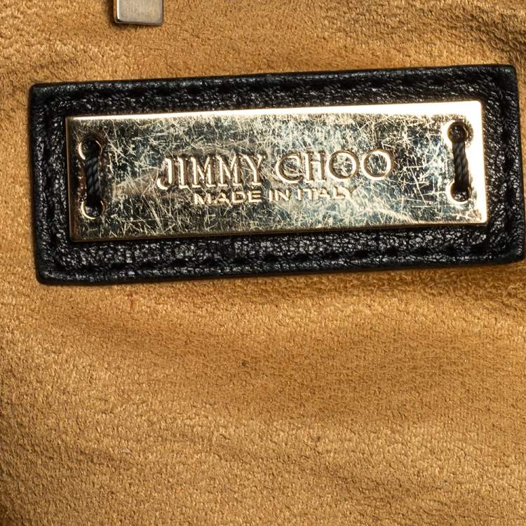 Pre Owned Jimmy Choo Black Leather and Snakeskin Trim Sky Hobo