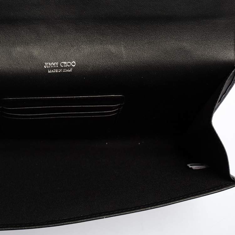 Pre Owned Jimmy Choo Black Leather Star Studded Flap Clutch