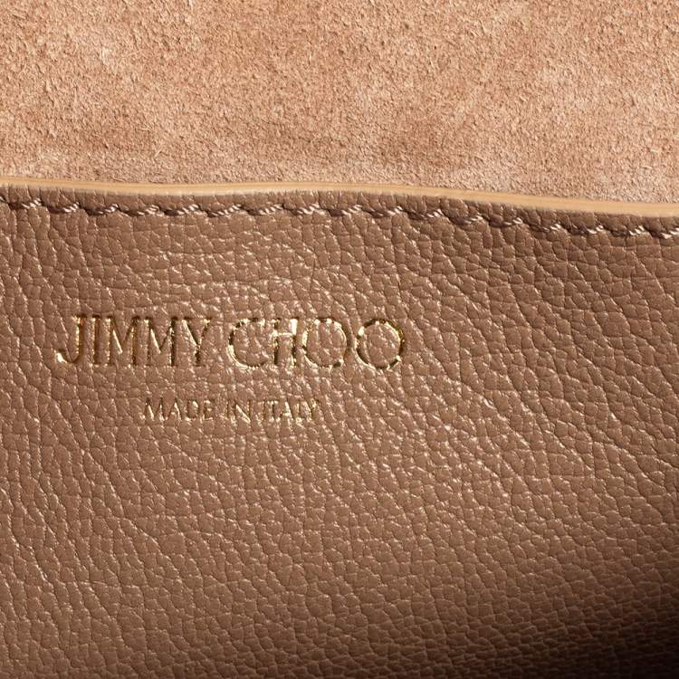 مملوكة مسبقًا Jimmy Choo Taupe/Silver Glitter and Leather Mini Rebel Crossbody Bag