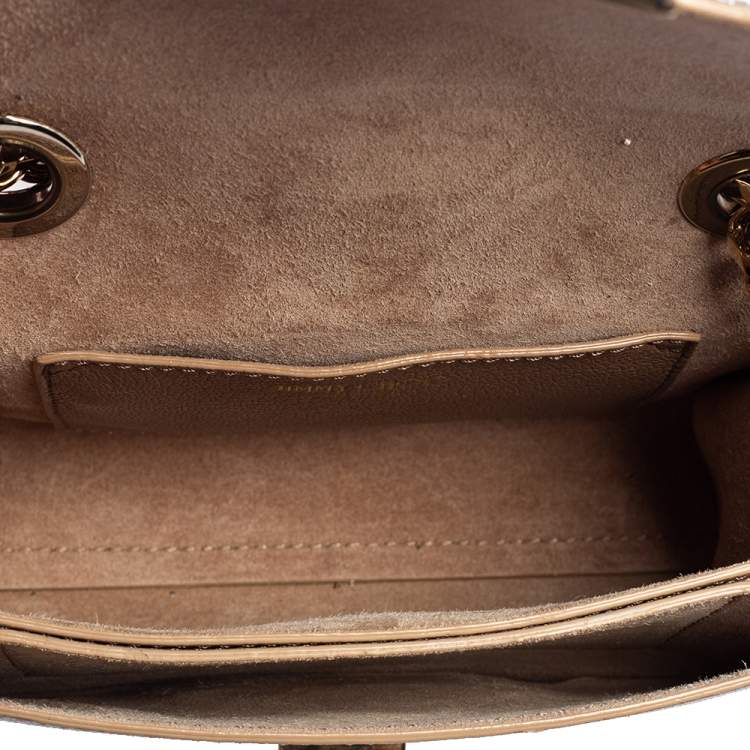 مملوكة مسبقًا Jimmy Choo Taupe/Silver Glitter and Leather Mini Rebel Crossbody Bag