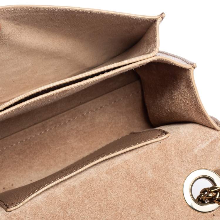 مملوكة مسبقًا Jimmy Choo Taupe/Silver Glitter and Leather Mini Rebel Crossbody Bag
