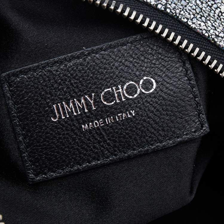 مملوكة مسبقًا Jimmy Choo Silver Glitter Fabric Chain Clutch