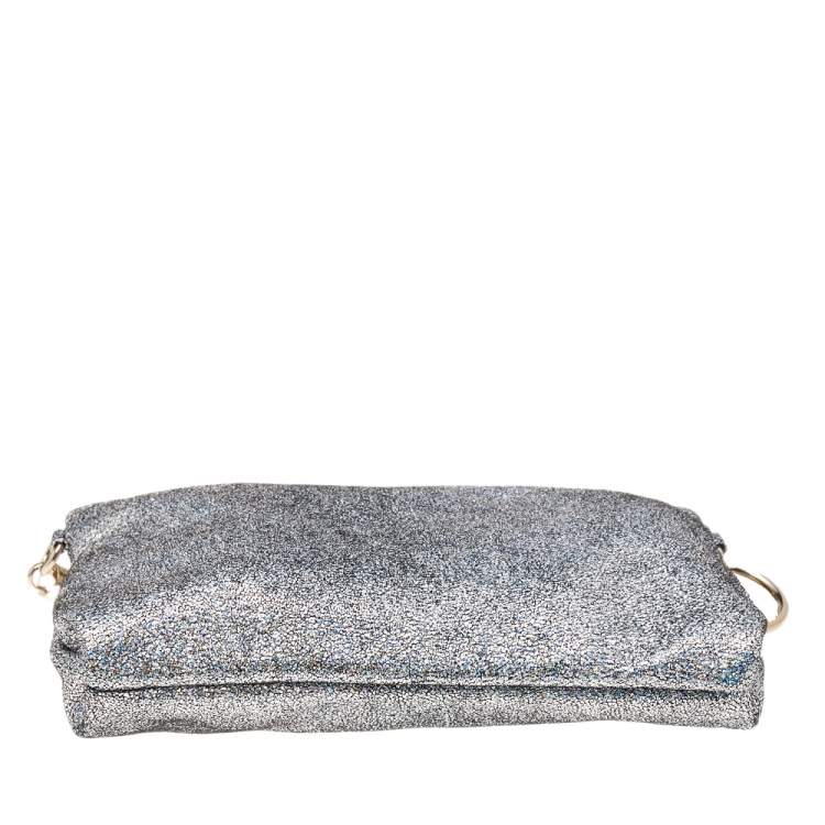 مملوكة مسبقًا Jimmy Choo Silver Glitter Fabric Chain Clutch