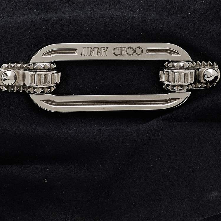 Pre Owned Jimmy Choo Black Satin Crystal Embellished Tassel Clutch