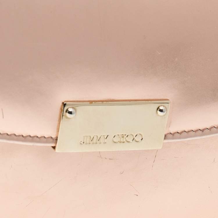 مملوكة مسبقًا Jimmy Choo Rose Gold Patent Leather Riane Chain Clutch