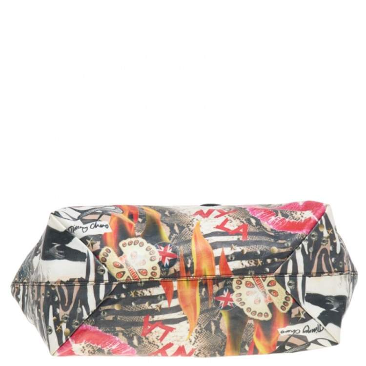 Pre Owned Jimmy Choo Multicolor Printed Coated Canvas Scarlet Tote