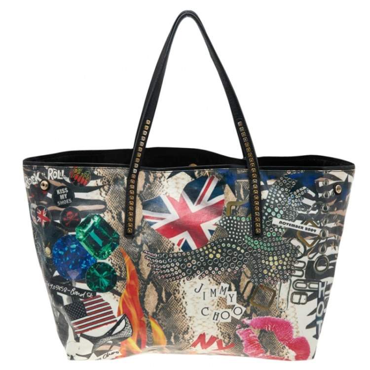 Pre Owned Jimmy Choo Multicolor Printed Coated Canvas Scarlet Tote