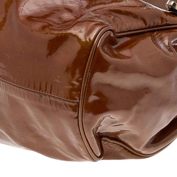 Pre Owned Jimmy Choo Brown Patent Leather Riki Tote