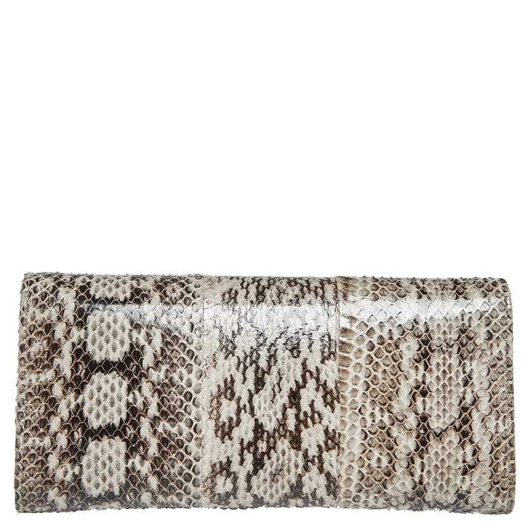 Pre Owned Jimmy Choo Black/Beige Python Milla Chain Clutch