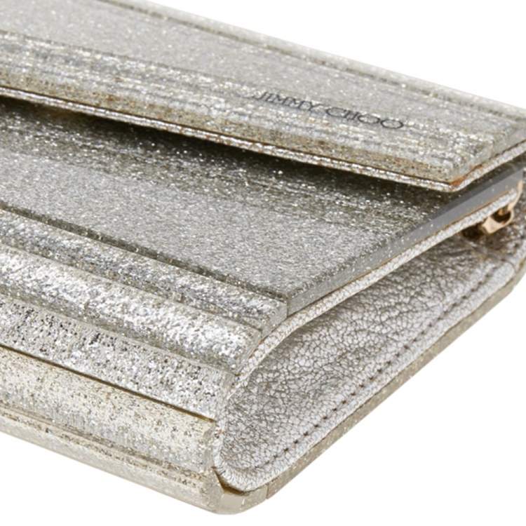 Pre Owned Jimmy Choo Silver Glitter Acrylic Candy Chain Clutch 