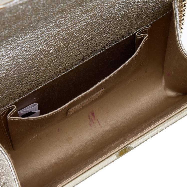 Pre Owned Jimmy Choo Silver Glitter Acrylic Candy Chain Clutch 