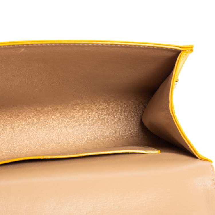 Pre Owned Jimmy Choo Yellow Satin Crystal Embellished Clutch