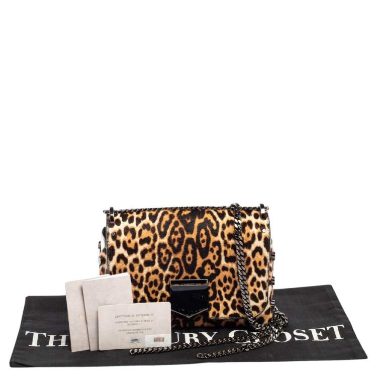 مملوكة مسبقًا Jimmy Choo Multicolor Leopard Print Calf Hair And Leather Lockett Petite Shoulder Bag