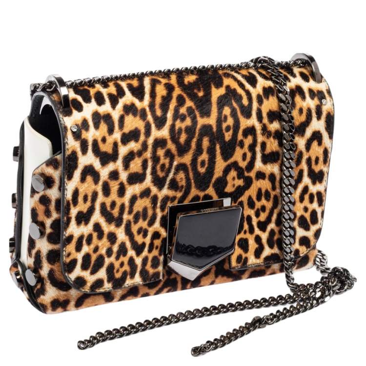مملوكة مسبقًا Jimmy Choo Multicolor Leopard Print Calf Hair And Leather Lockett Petite Shoulder Bag
