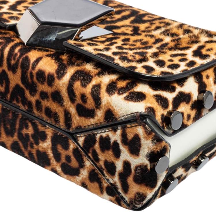 مملوكة مسبقًا Jimmy Choo Multicolor Leopard Print Calf Hair And Leather Lockett Petite Shoulder Bag