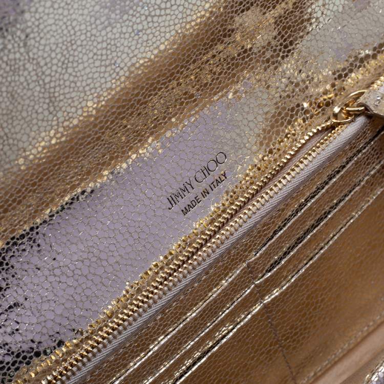 Pre Owned Jimmy Choo Silver Glitter Fabric Milla Chain Clutch
