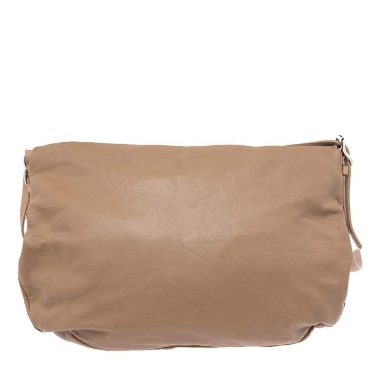 Pre Owned Jimmy Choo Beige Leather Boho Biker Chain Hobo