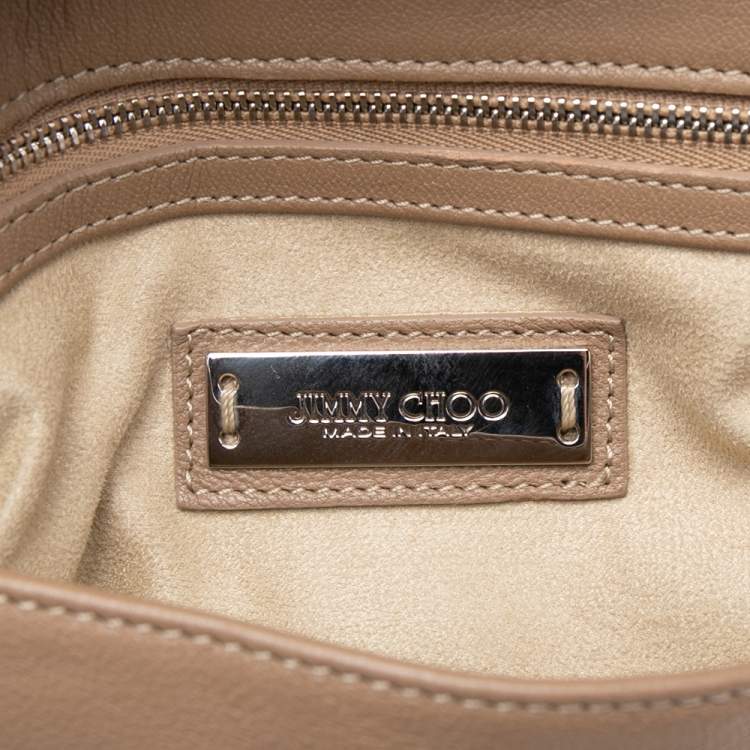 Pre Owned Jimmy Choo Beige Leather Boho Biker Chain Hobo