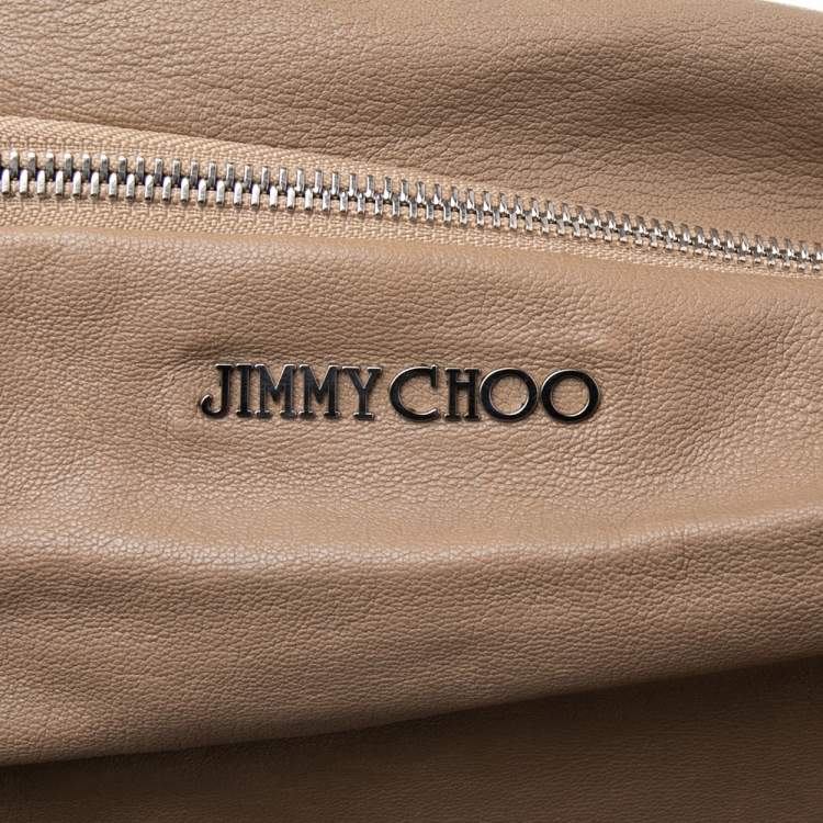 Pre Owned Jimmy Choo Beige Leather Boho Biker Chain Hobo