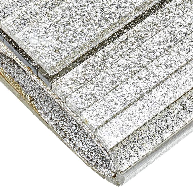Pre Owned Jimmy Choo Metallic Silver Glitter Acrylic Sweetie Chain Clutch