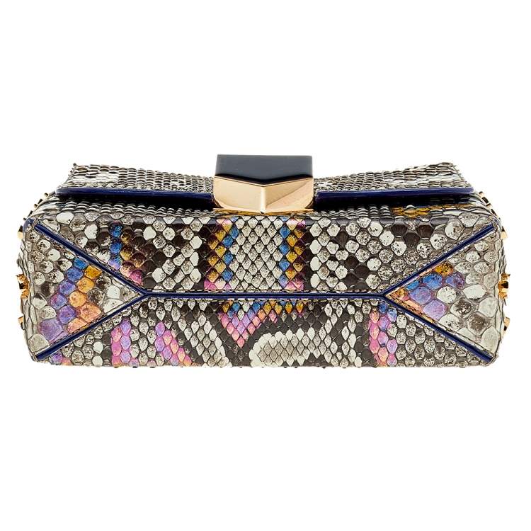 Pre Owned Jimmy Choo Multicolor Python Leather Lockett City Shoulder Bag