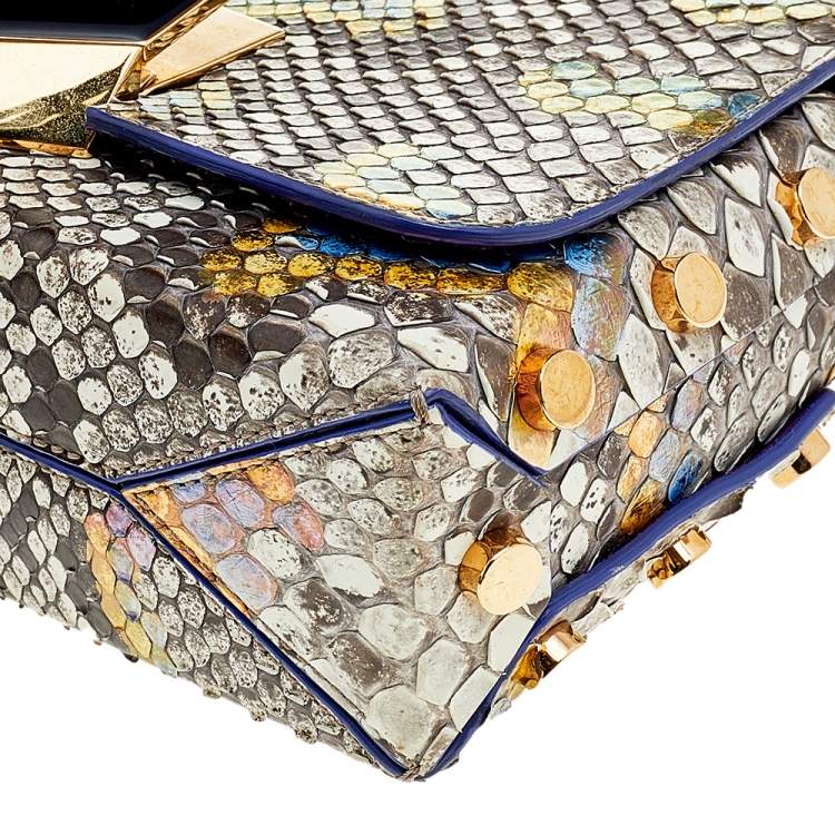 Pre Owned Jimmy Choo Multicolor Python Leather Lockett City Shoulder Bag