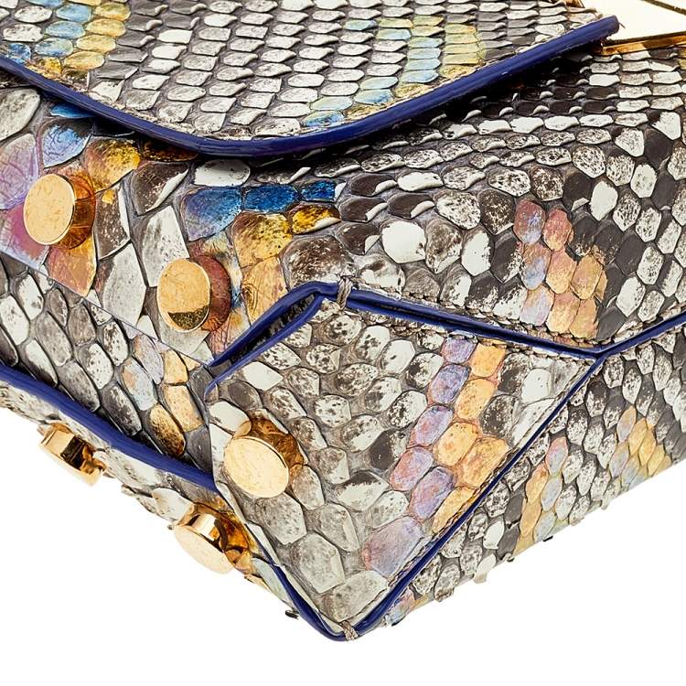 Pre Owned Jimmy Choo Multicolor Python Leather Lockett City Shoulder Bag