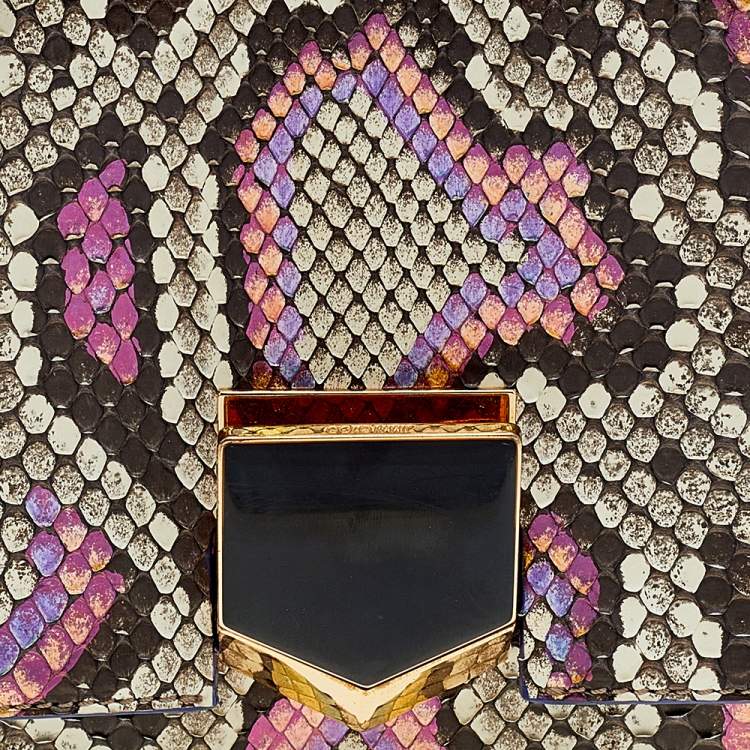 Pre Owned Jimmy Choo Multicolor Python Leather Lockett City Shoulder Bag