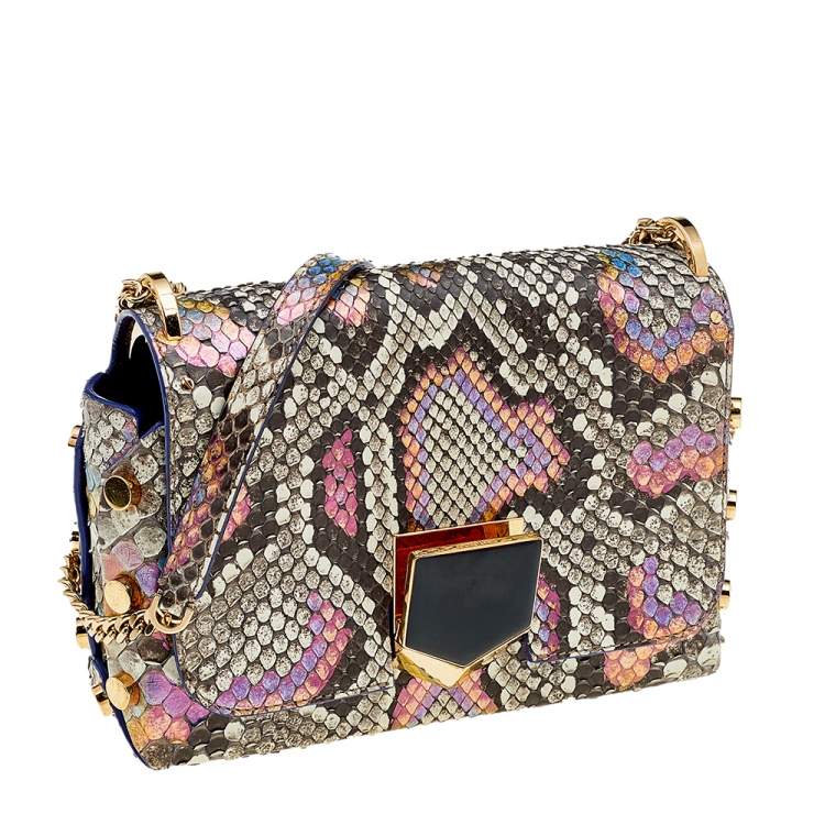 Pre Owned Jimmy Choo Multicolor Python Leather Lockett City Shoulder Bag