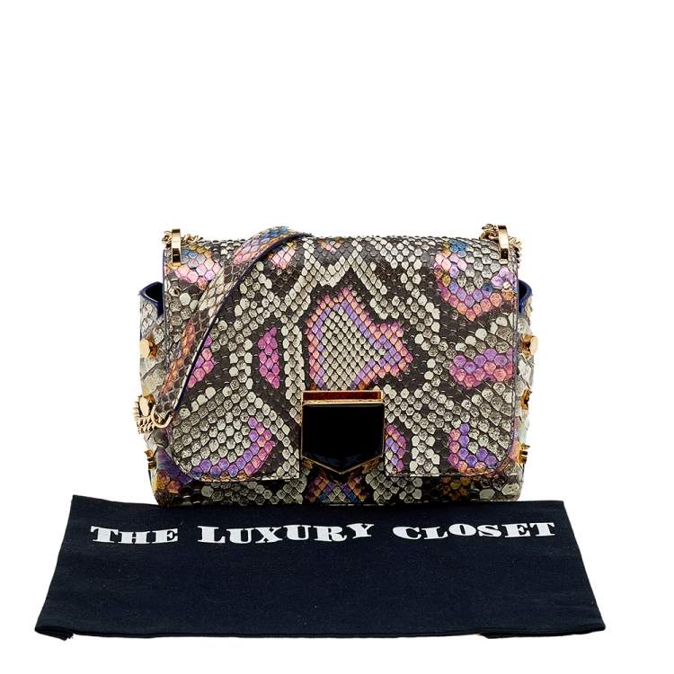 Pre Owned Jimmy Choo Multicolor Python Leather Lockett City Shoulder Bag
