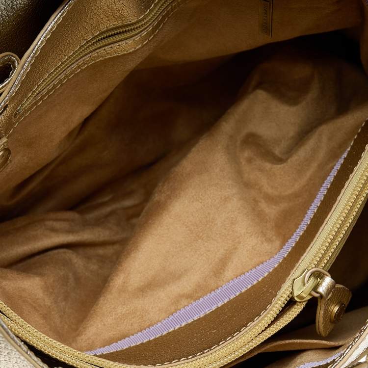 Pre Owned Jimmy Choo Metallic Gold Leather Tulita Hobo