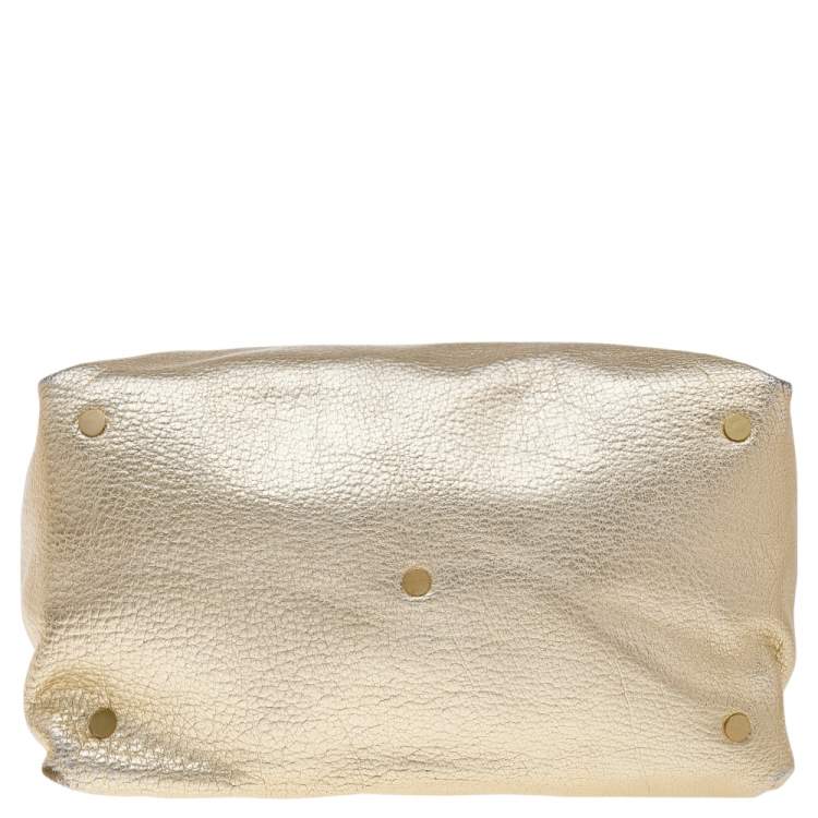 Pre Owned Jimmy Choo Metallic Gold Leather Tulita Hobo