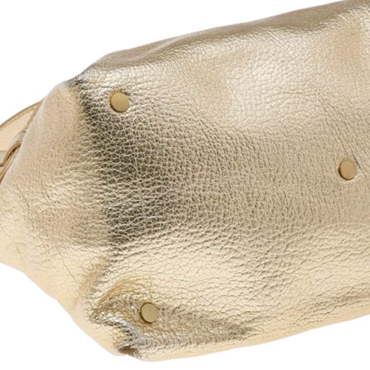 Pre Owned Jimmy Choo Metallic Gold Leather Tulita Hobo