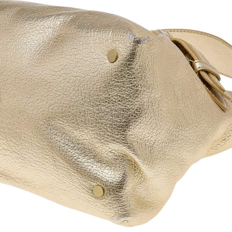 Pre Owned Jimmy Choo Metallic Gold Leather Tulita Hobo