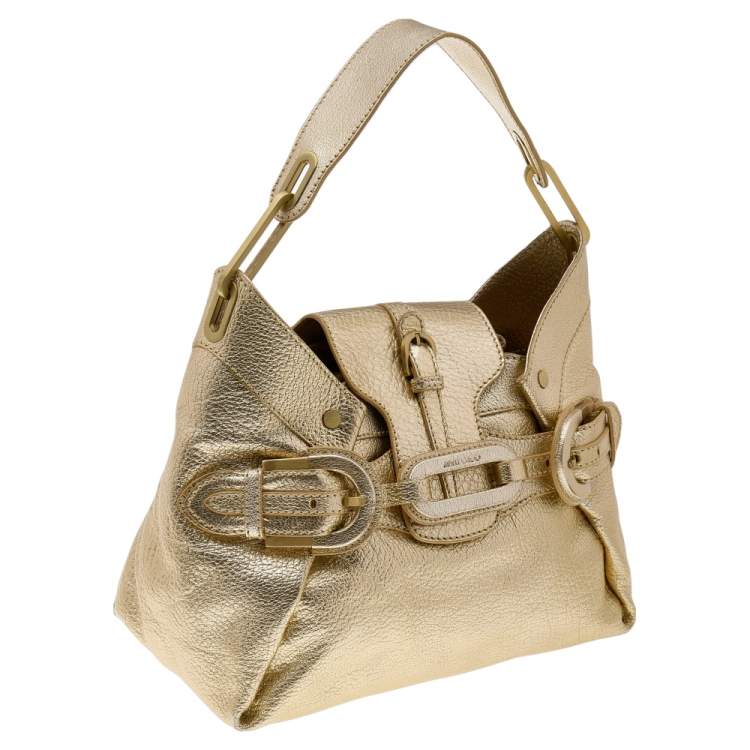 Pre Owned Jimmy Choo Metallic Gold Leather Tulita Hobo