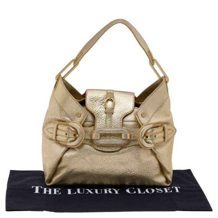 Pre Owned Jimmy Choo Metallic Gold Leather Tulita Hobo