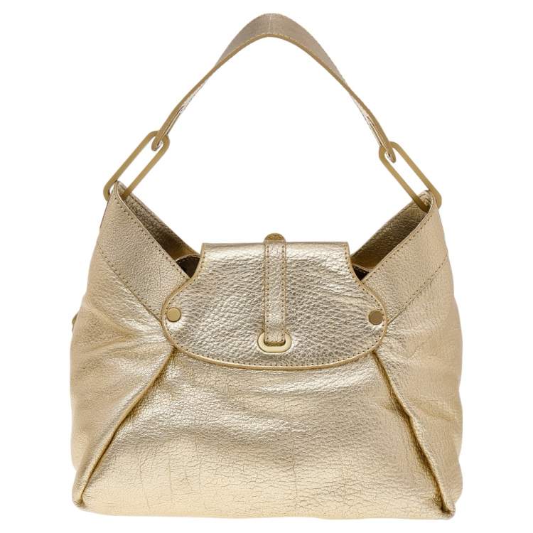 Pre Owned Jimmy Choo Metallic Gold Leather Tulita Hobo